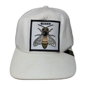 Queen Bee Snapback Trucker Hat White Embroidered Mesh Back 6 Panel Dad Hats